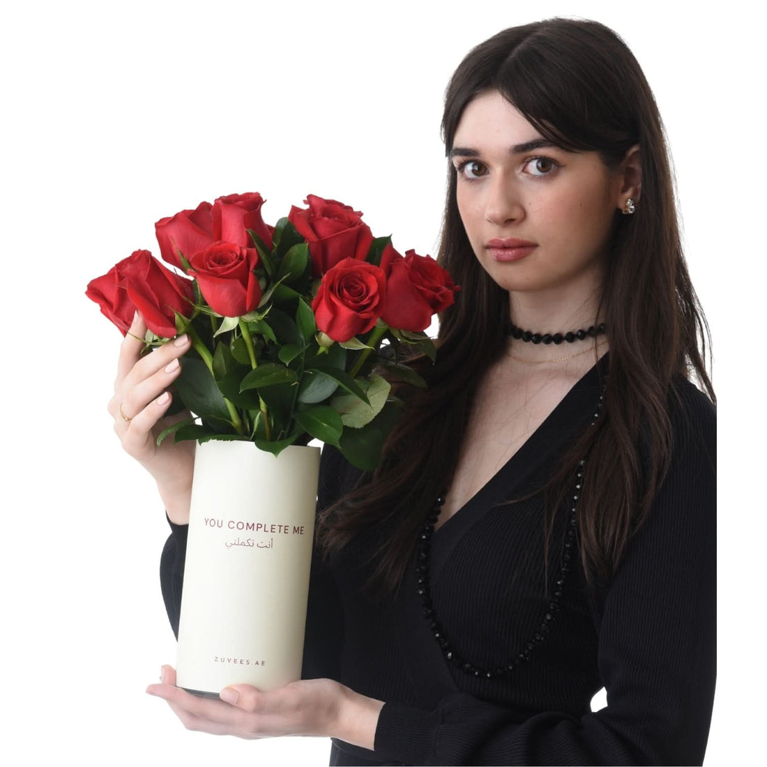 15 Red Roses In Sand Vase - Zuvees.ae