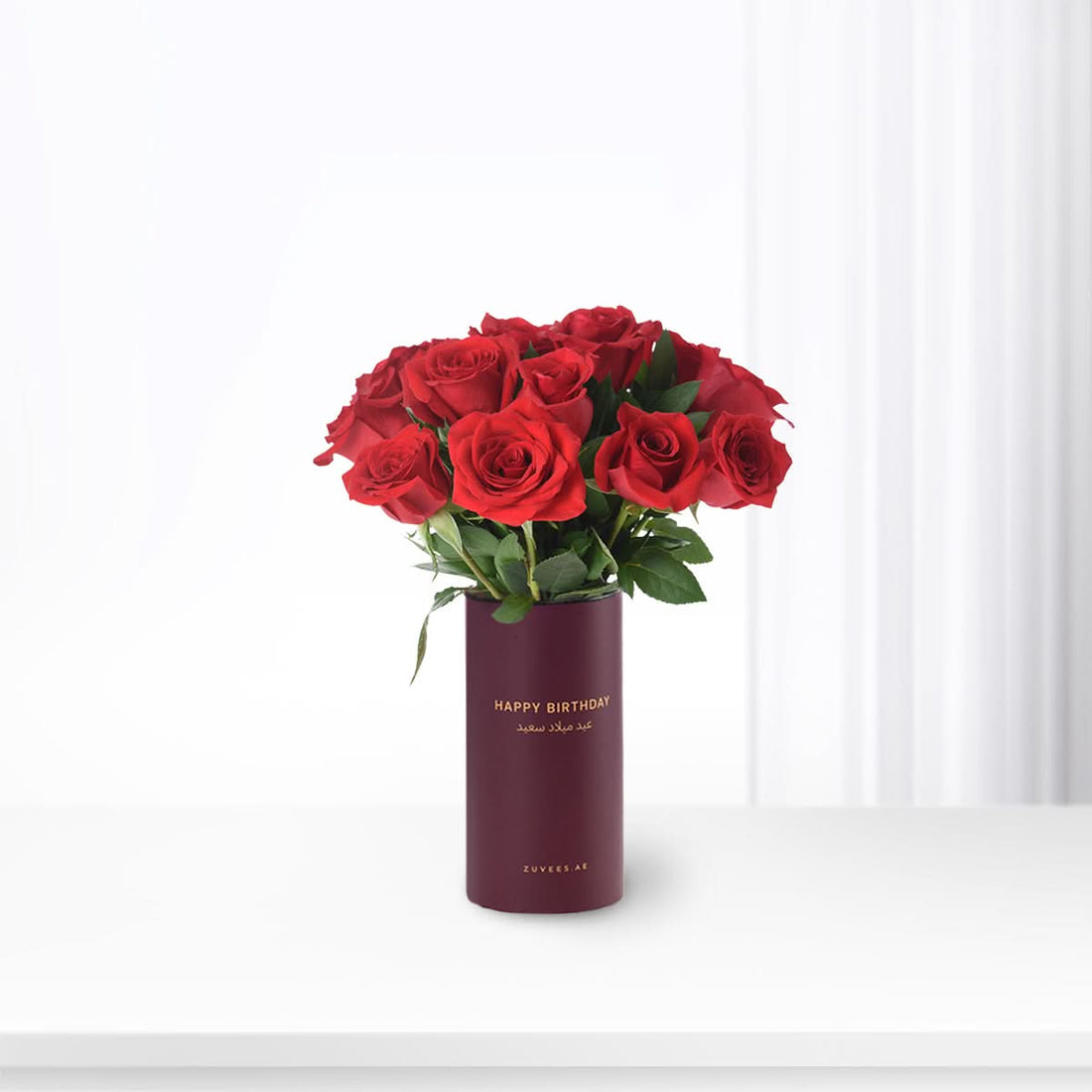24 Red Roses In Birthday Vase - Zuvees.ae