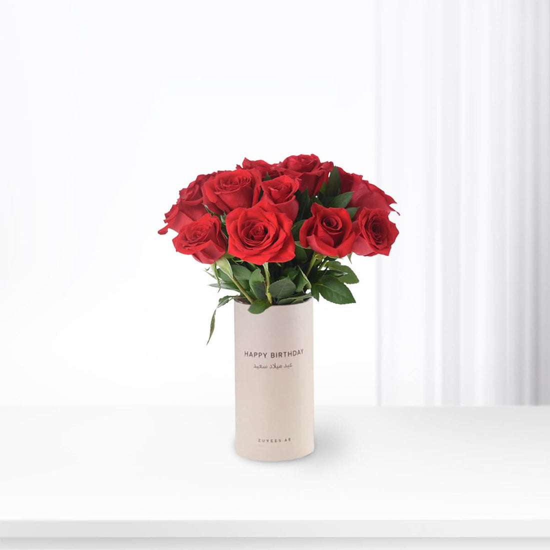 24 Red Roses In Birthday Vase - Zuvees.ae