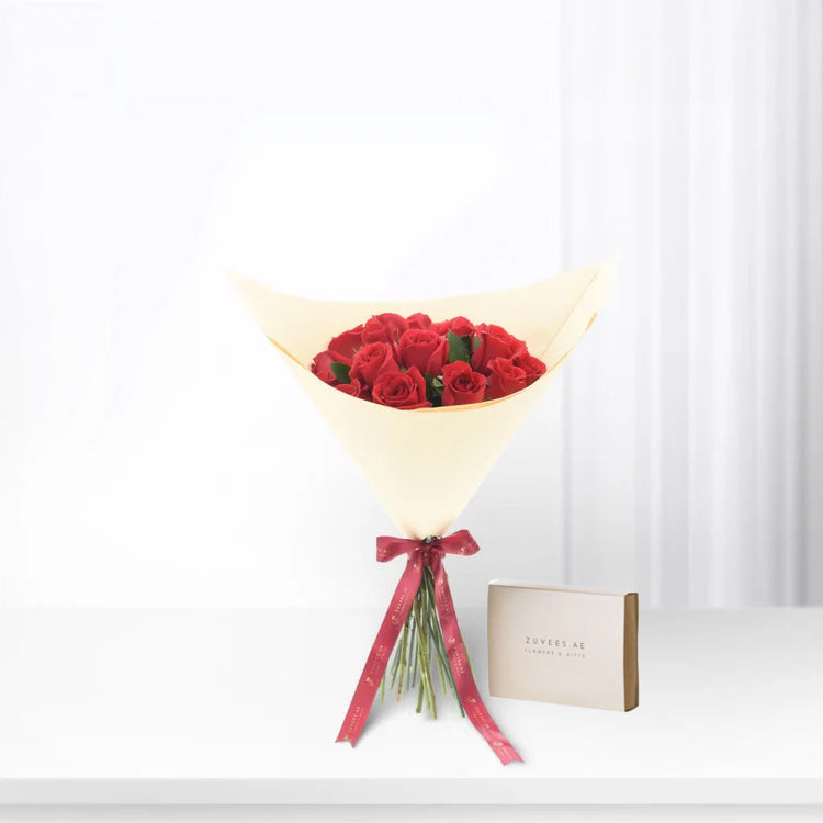 15 Roses, After Midnight Bouquet Chocolate Combo - Zuvees.ae