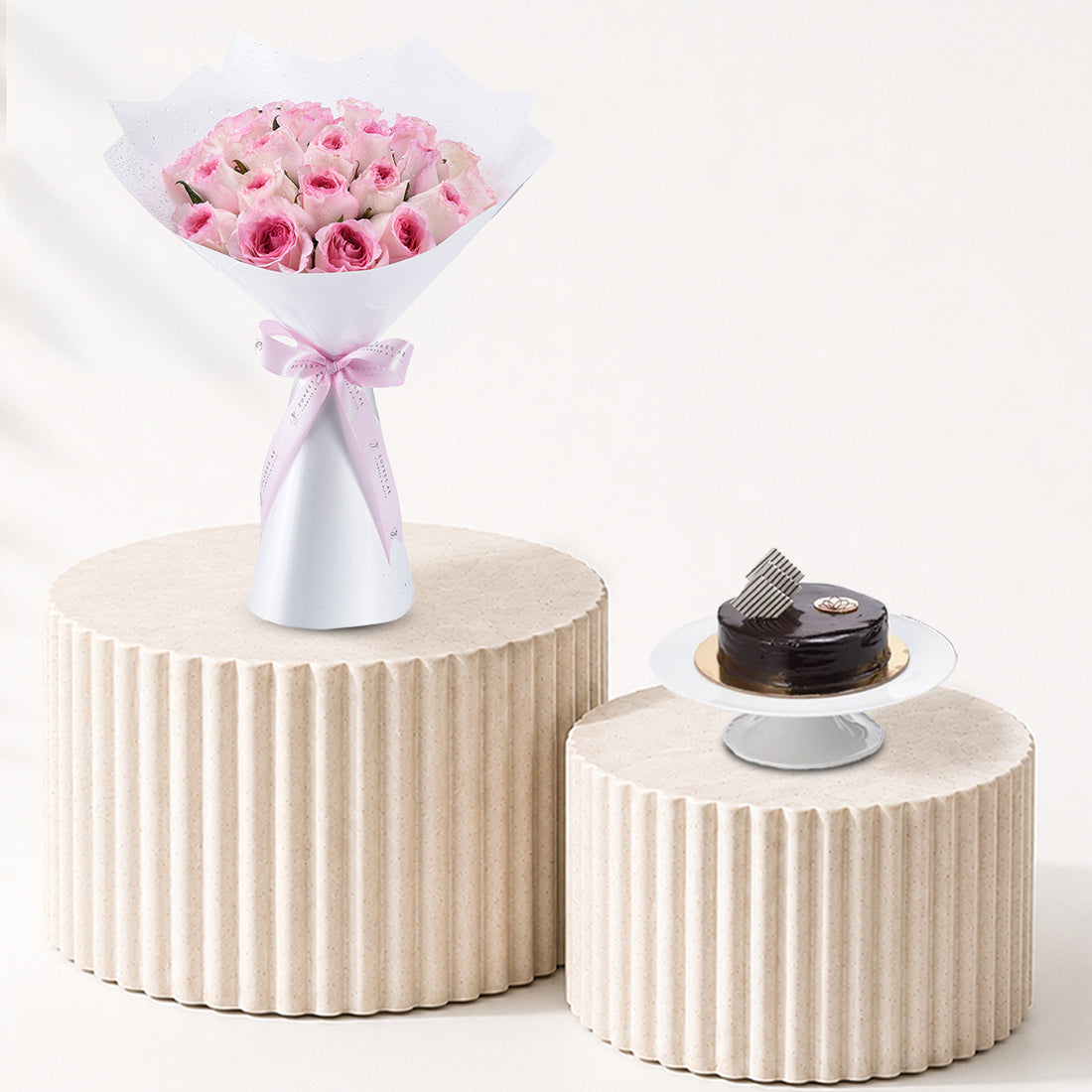 Enchanting Pink Rosebud Cake Combo - Zuvees.ae