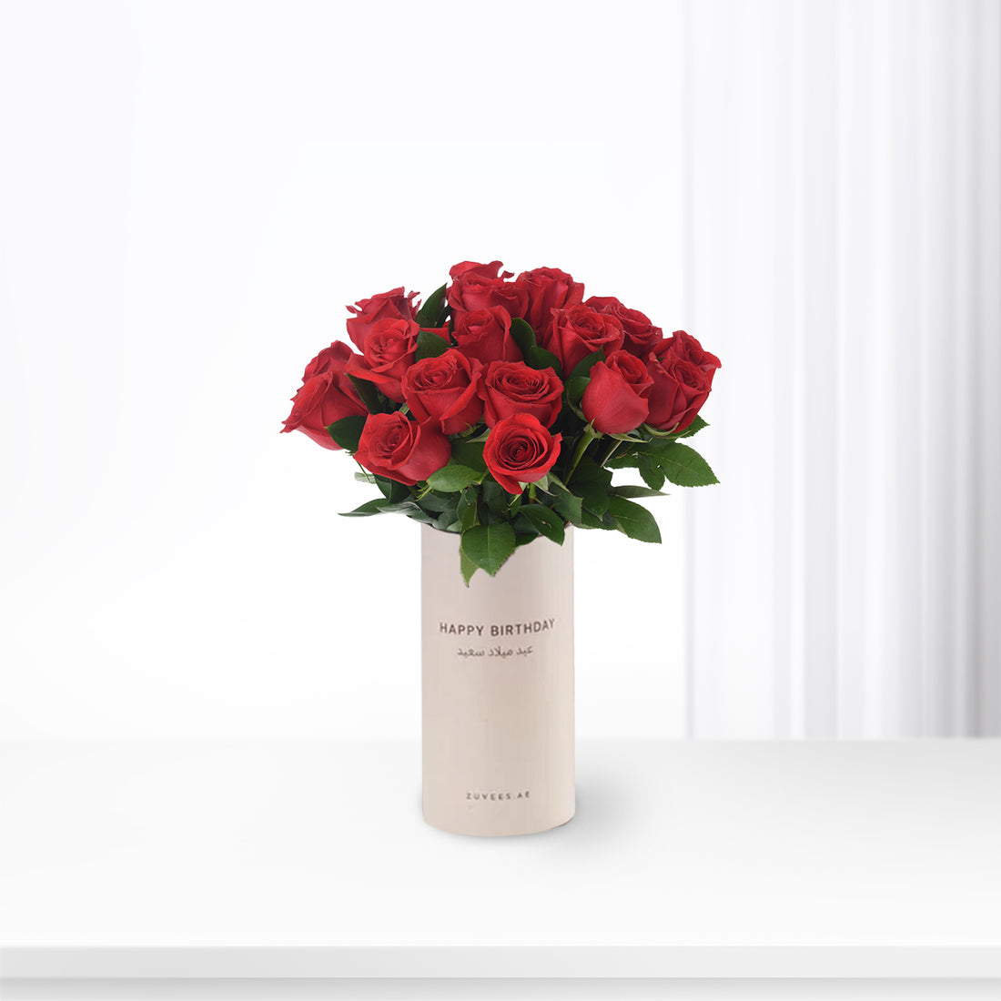24 Red Roses In Birthday Vase - Zuvees.ae