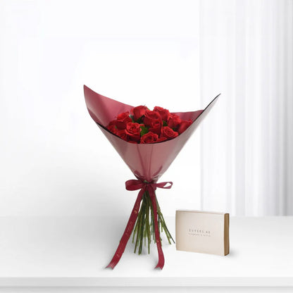 24 Red Roses Love Bouquet Chocolate Combo - Zuvees.ae