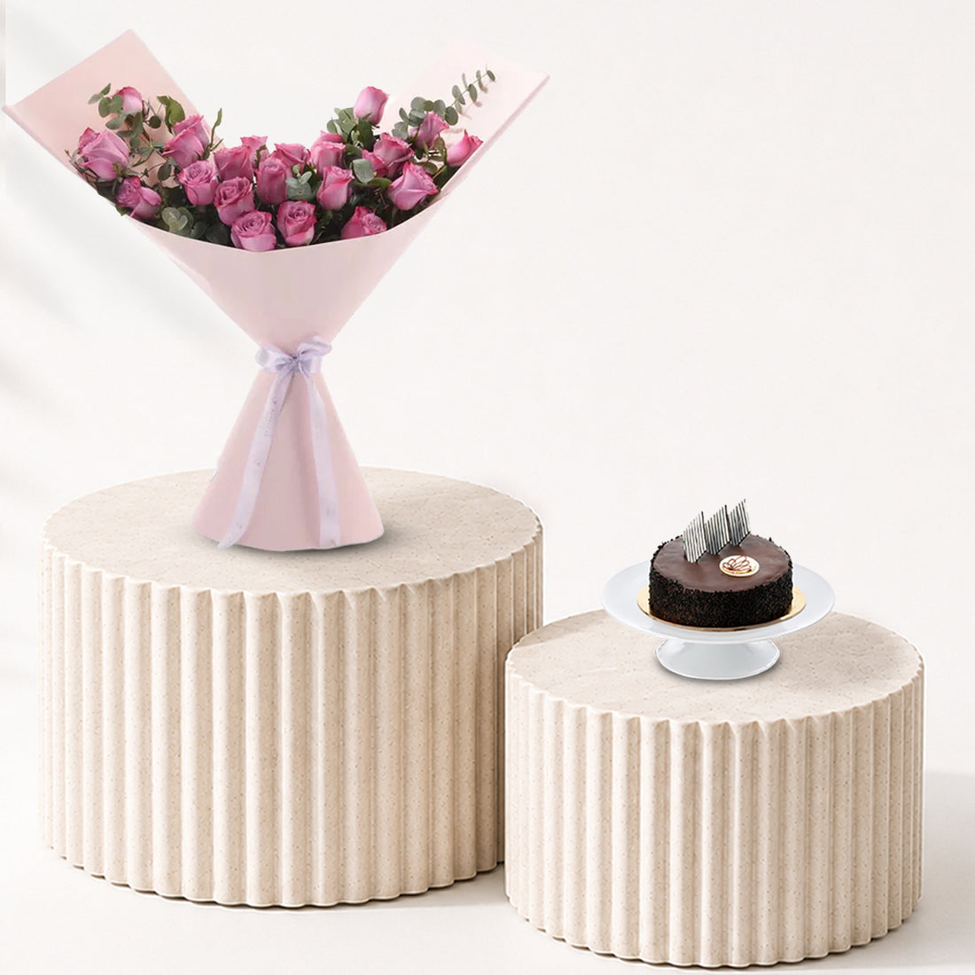 Violet Blush Rose Bouquet Cake Combo - Zuvees.ae