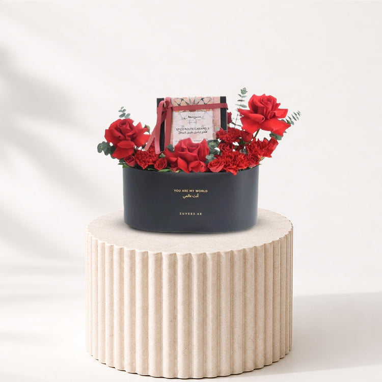 Red Fever Love Box with Bostani Chocolates Combo - Zuvees.ae