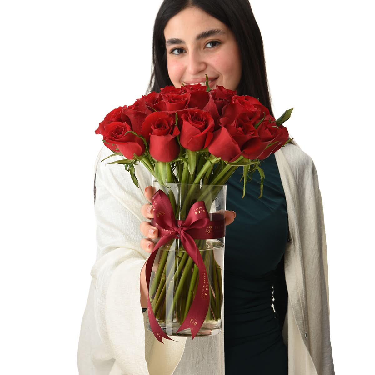 31 Ever Red Roses in Glass Vase
