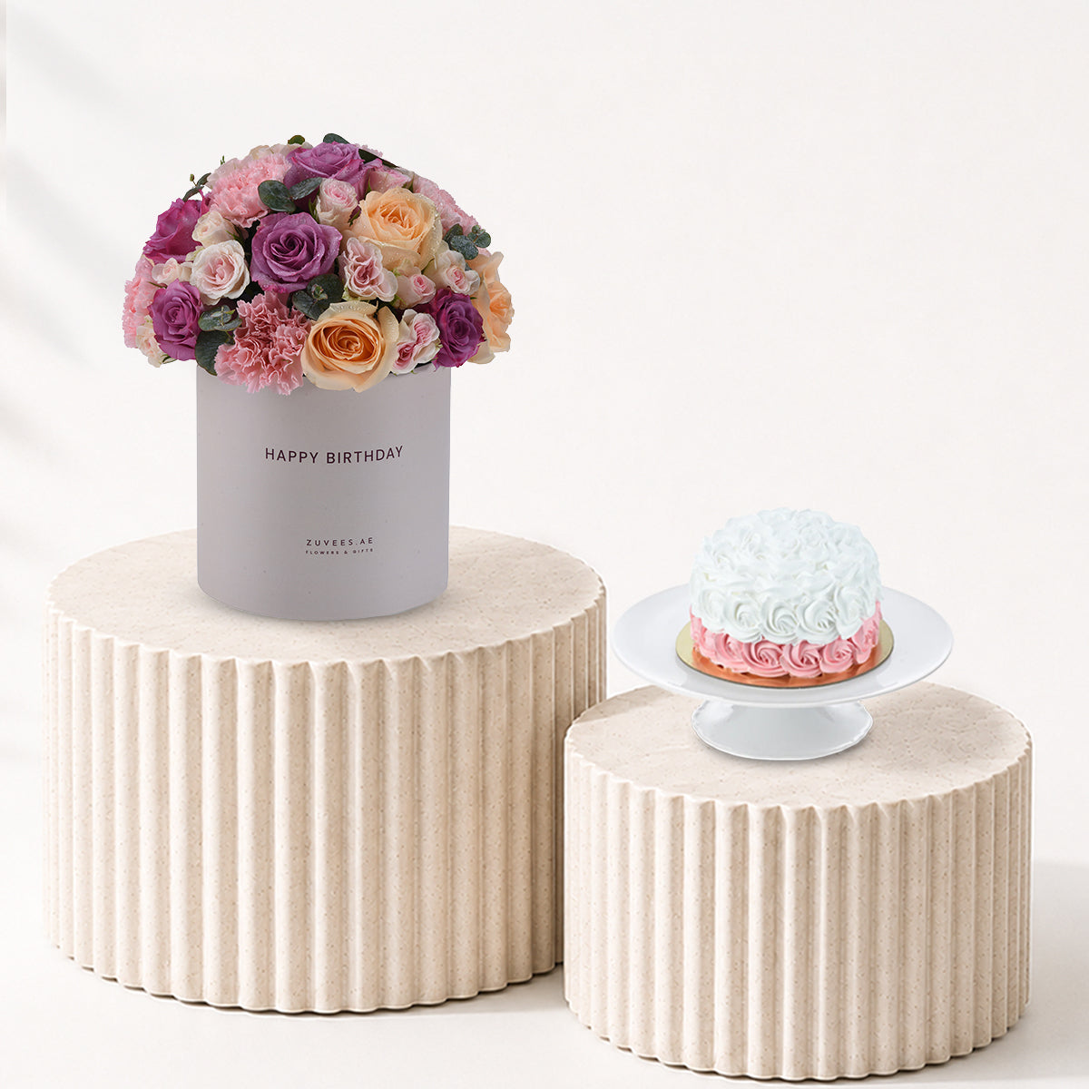 Blush &amp; Lavender Birthday Box Cake Combo - Zuvees.ae
