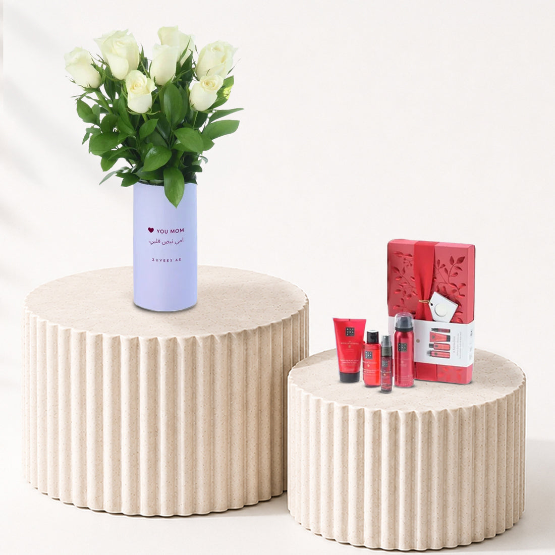 12 White Roses Vase To Mom Rituals Combo - Zuvees.ae