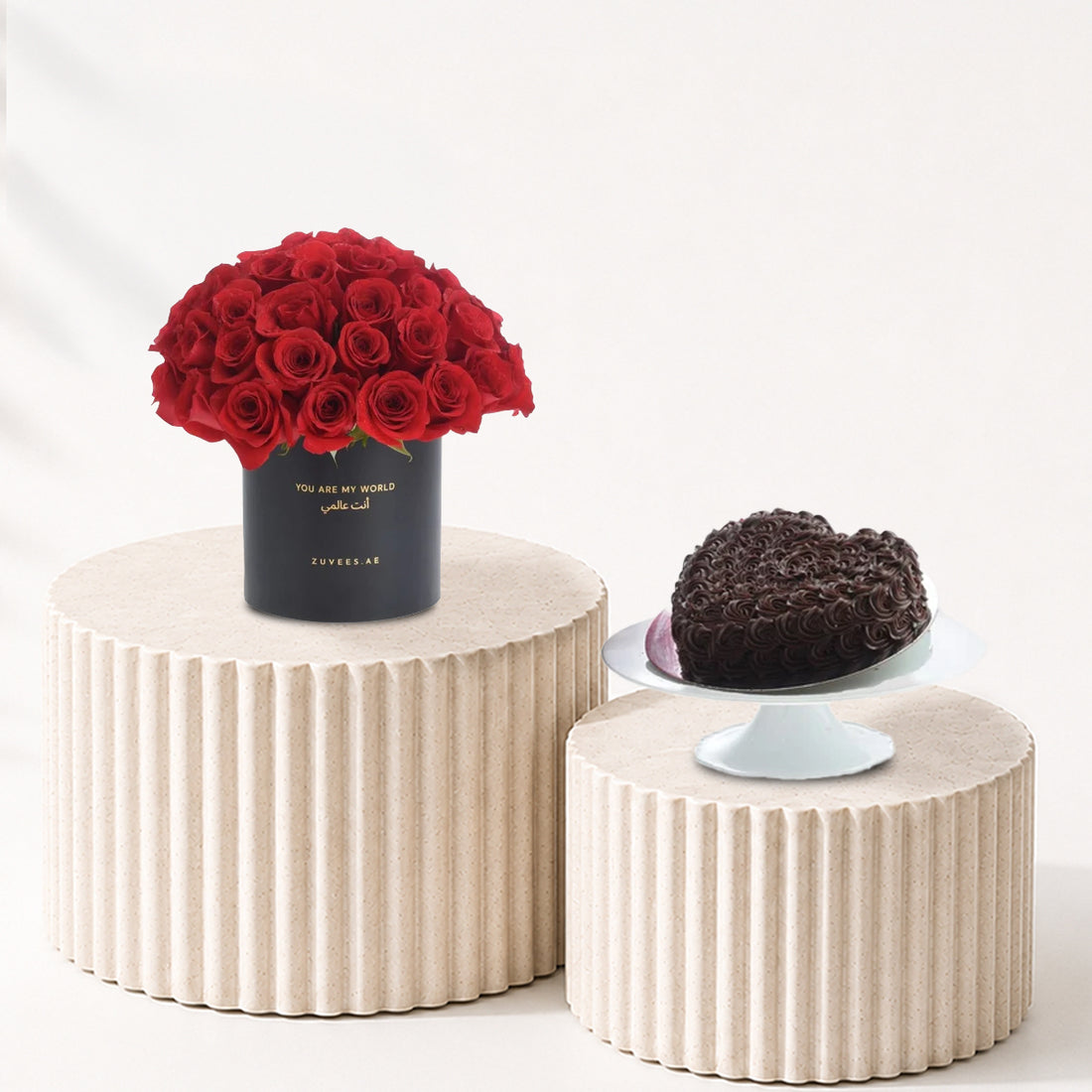 51 Roses in Red Aura Black Love Vase Cake Combo - Zuvees.ae