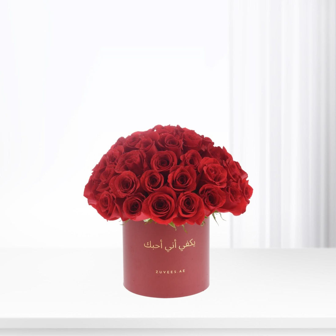 50 Red Aura Roses In Red Vase - Zuvees.ae