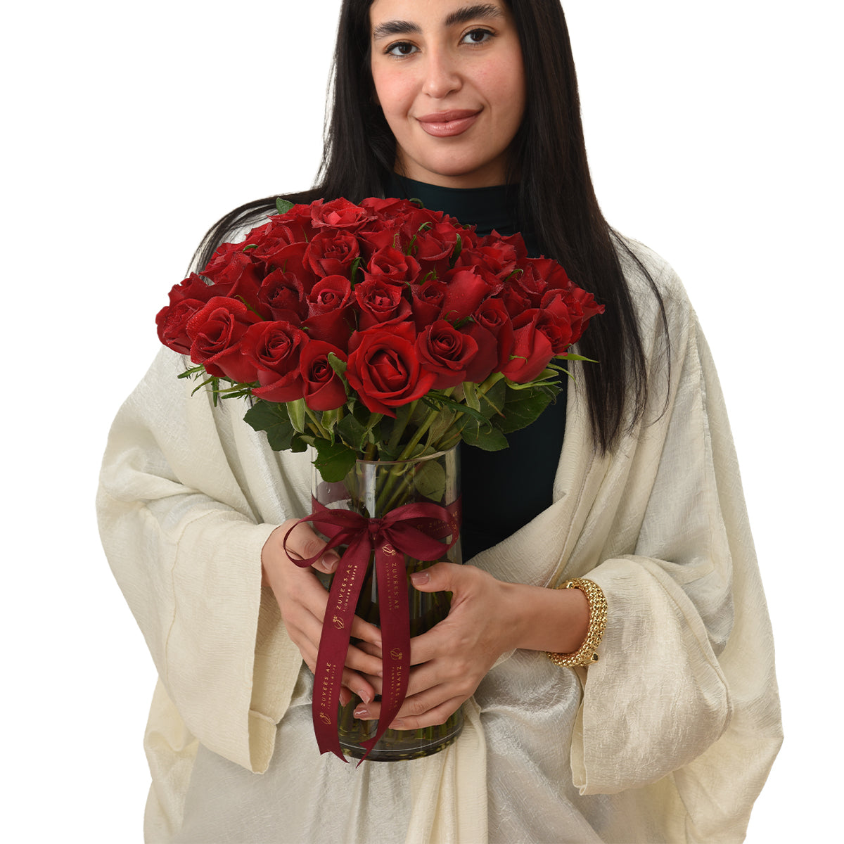 51 Ever Red Roses in Glass Vase