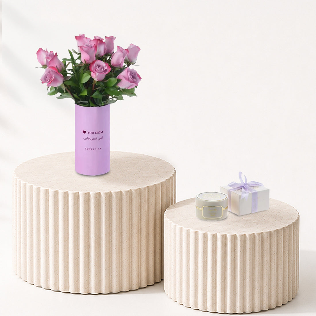 12 Purple Roses Vase To Mom Bakhoor Combo - Zuvees.ae