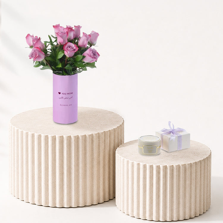12 Purple Roses Vase To Mom Bakhoor Combo - Zuvees.ae