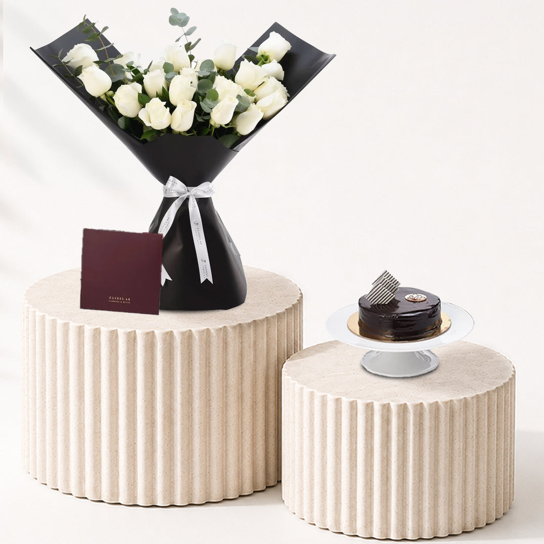 Snow Petals Bouquet with Cake Combo - Zuvees.ae
