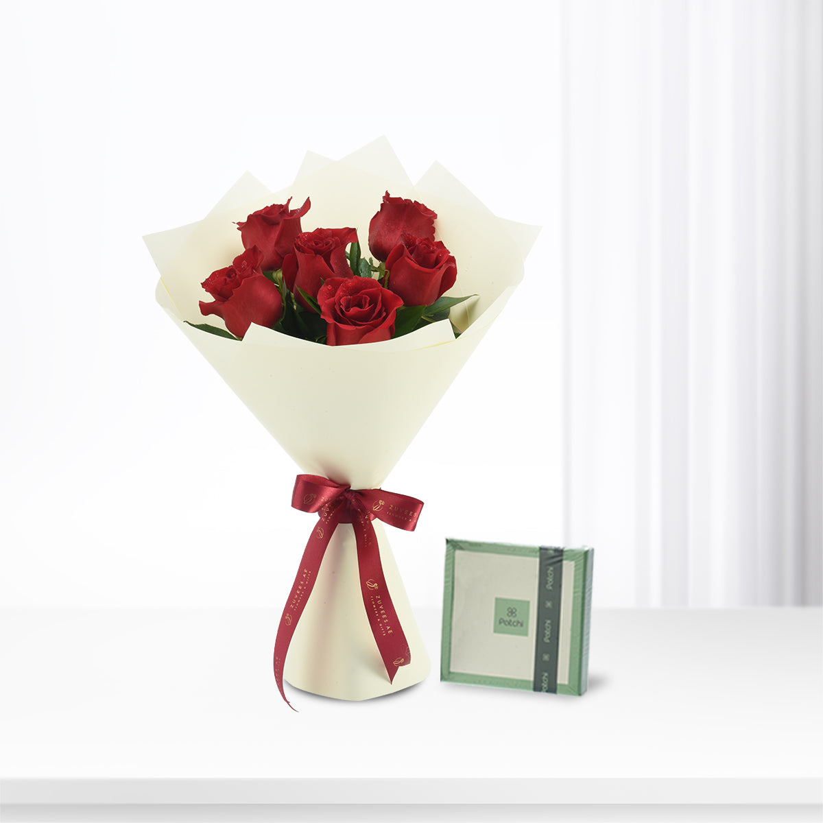 6 Ever Red Roses Bouquet Chocolate Combo