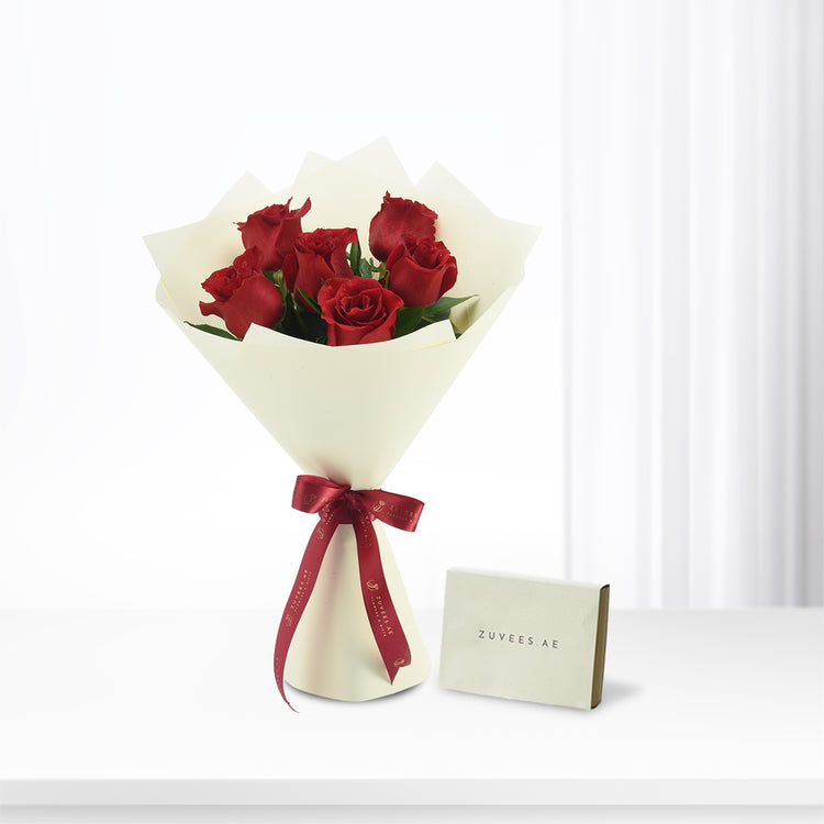 6 Ever Red Roses Bouquet Chocolate Combo