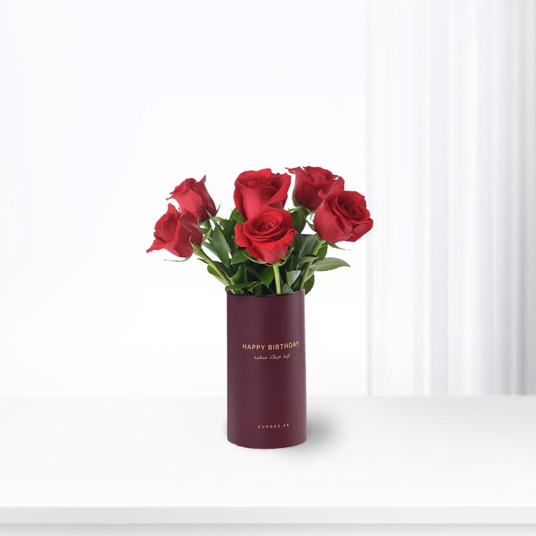6 Roses In Birthday Vase - Zuvees.ae