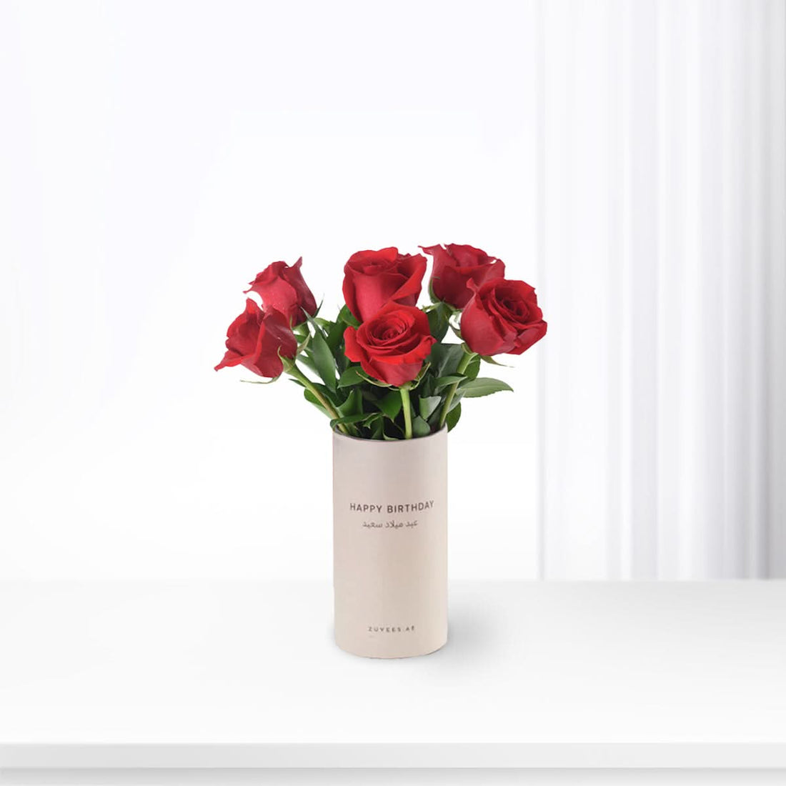 6 Roses In Birthday Vase - Zuvees.ae