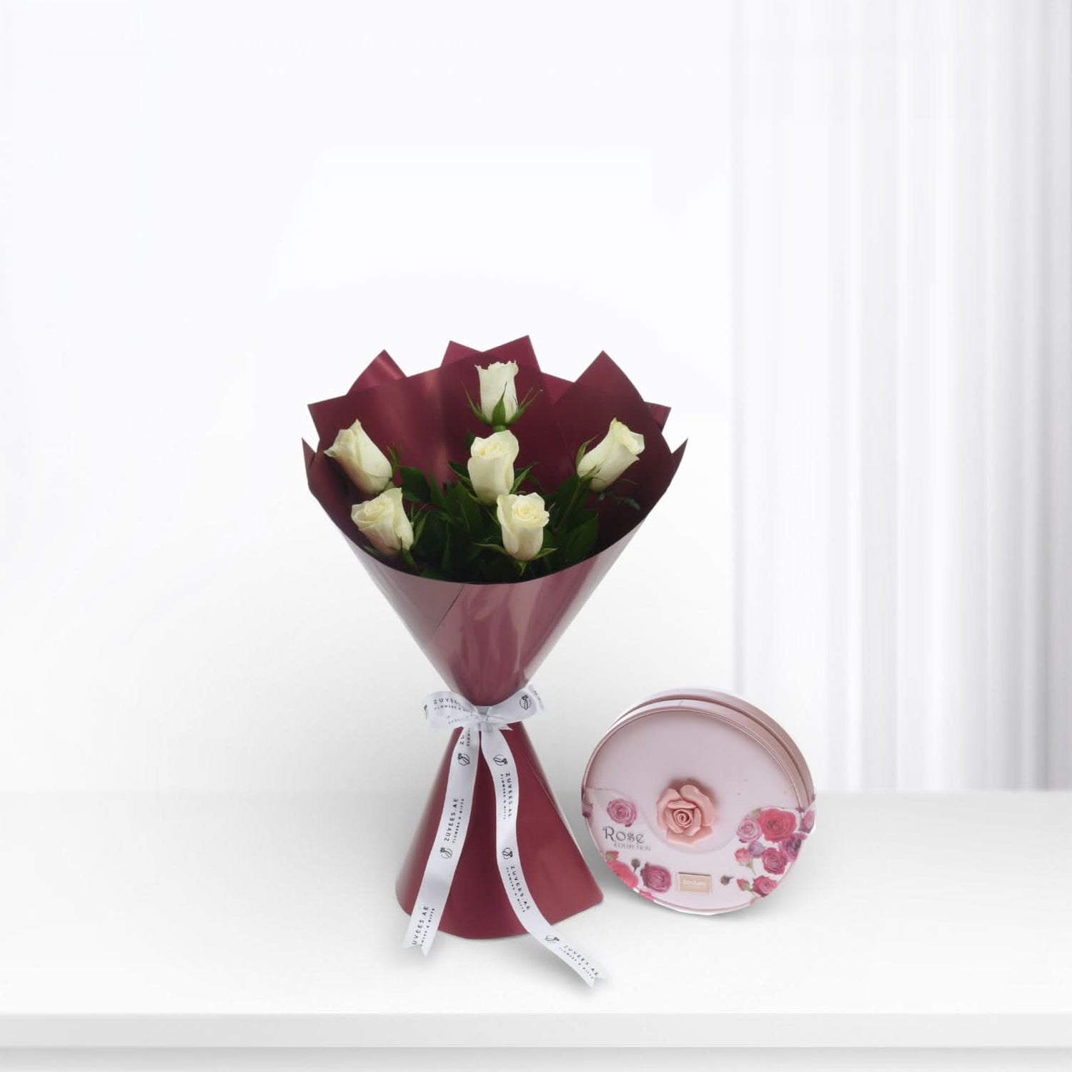 6 Whites Bouquet Chocolate Combo - Zuvees.ae
