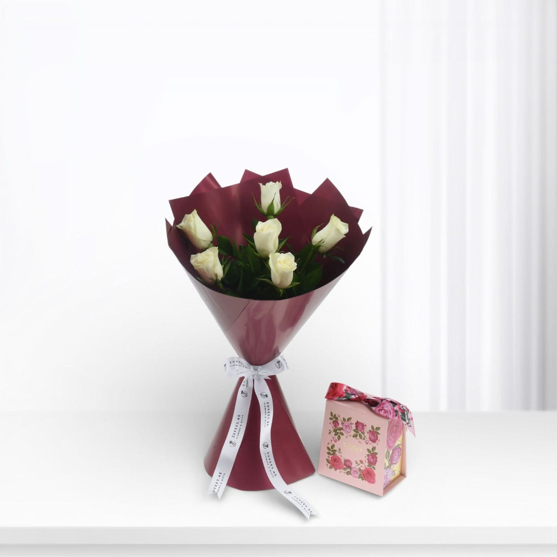 6 Whites Bouquet Chocolate Combo - Zuvees.ae