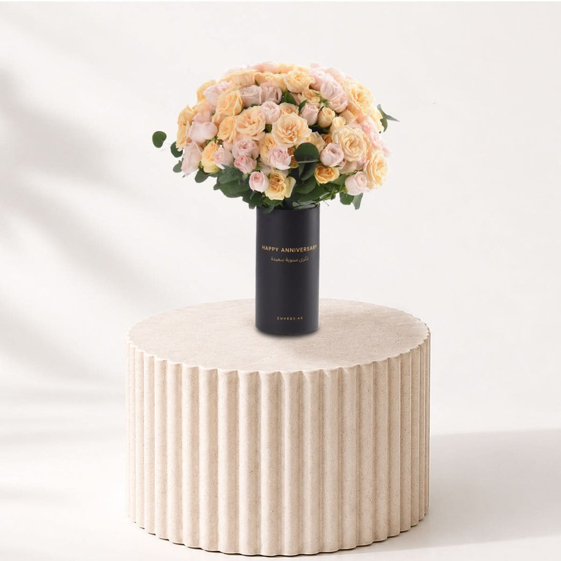 Blushing Dawn Happy Anniversary Vase - Zuvees.ae