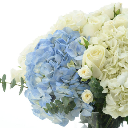 Azure Clouds &amp; Ivory Roses Vase