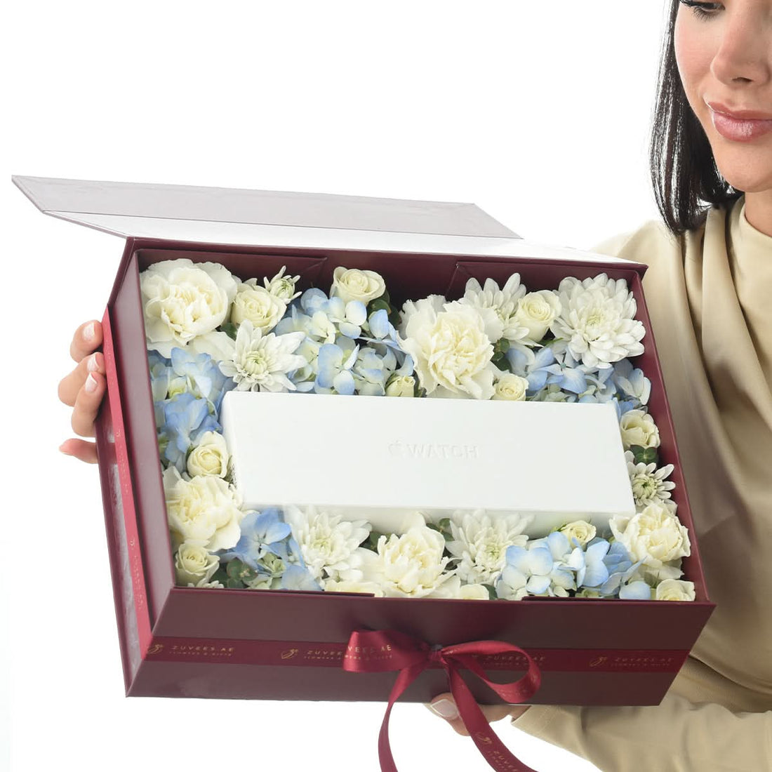 Azure Floral Hamper with Apple Watch