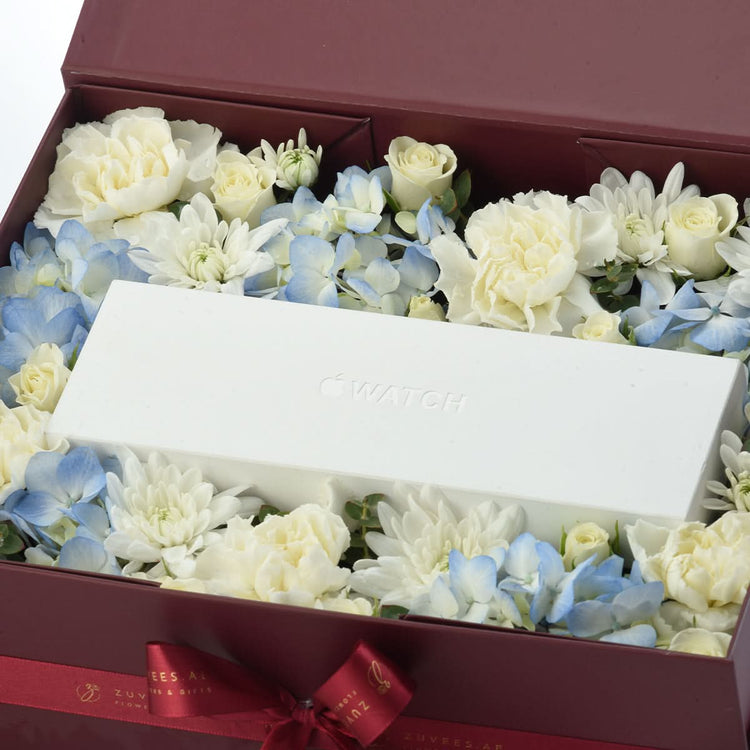 Azure Floral Hamper with Apple Watch