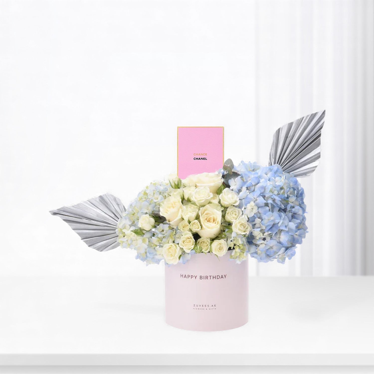 Blue &amp; White Birthday Bloom Box Perfume Combo - Zuvees.ae