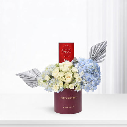 Blue &amp; White Birthday Bloom Box Perfume Combo - Zuvees.ae