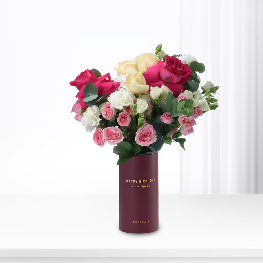 Blush Harmony In Birthday Vase - Zuvees.ae