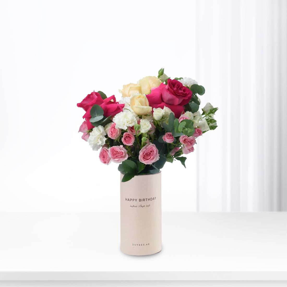 Blush Harmony In Birthday Vase - Zuvees.ae