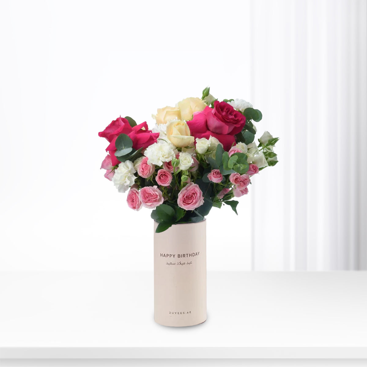 Blush Harmony In Birthday Vase - Zuvees.ae