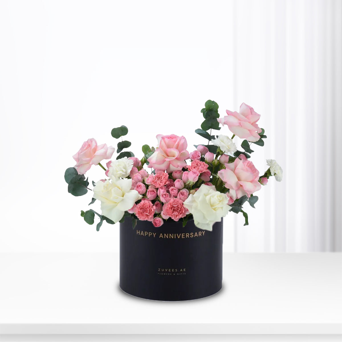 Blush Serenity Anniversary Bloom Box - Zuvees.ae