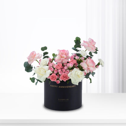 Blush Serenity Anniversary Bloom Box - Zuvees.ae