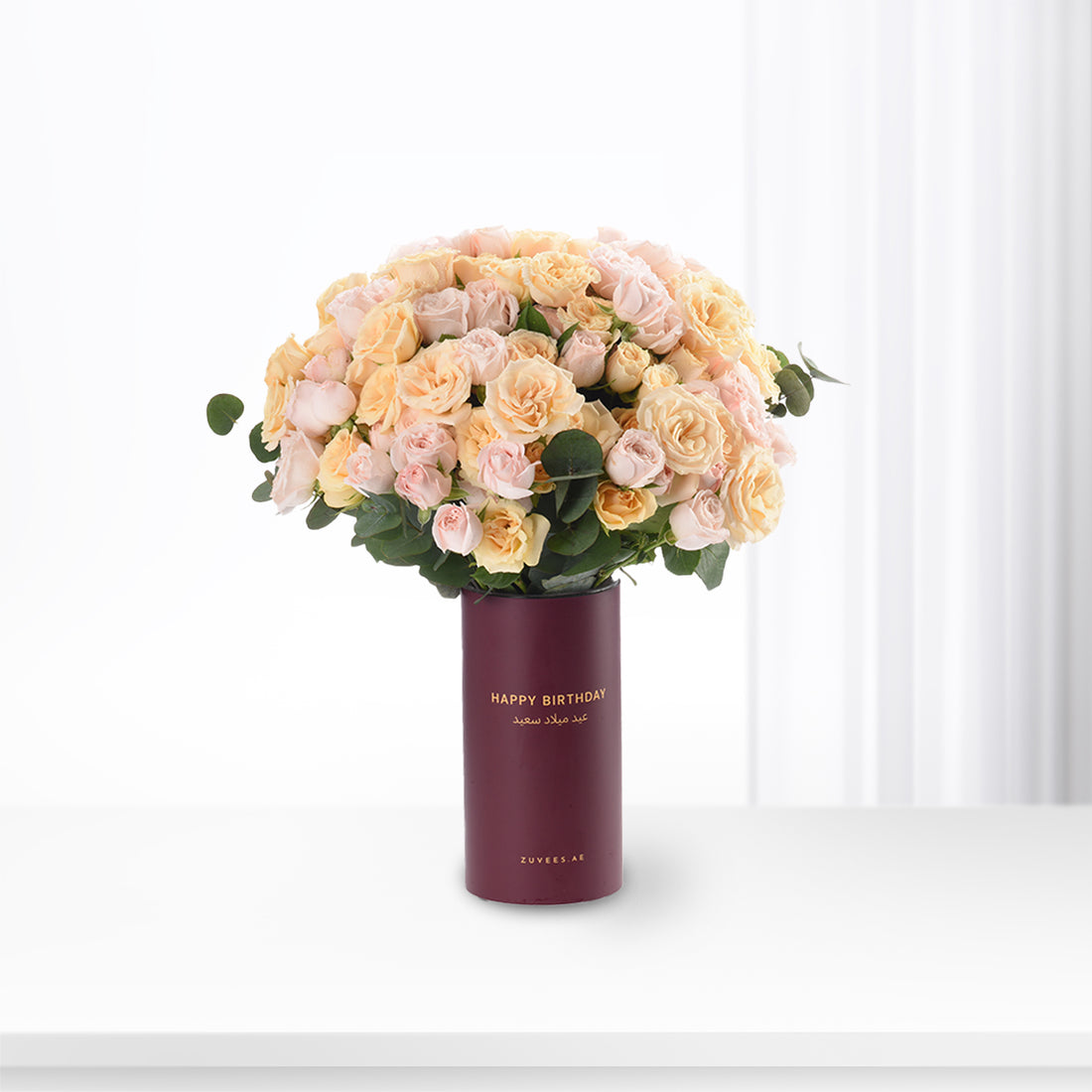 Blushing Dawn In Birthday Vase - Zuvees.ae