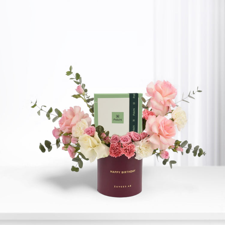Blushing Delight Birthday Bloom &amp; Chocolate Combo - Zuvees.ae