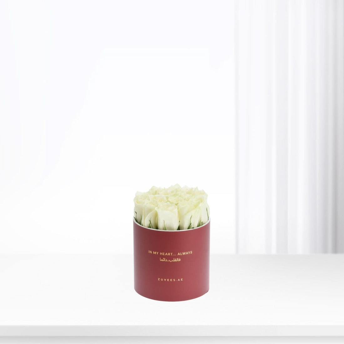 Calm White Roses Red Box - Zuvees.ae