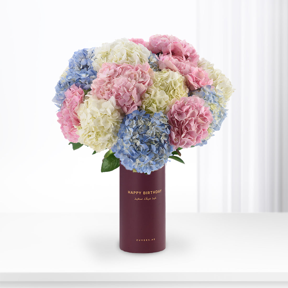 Clouds of Hydrangea in Birthday Vase - Zuvees.ae