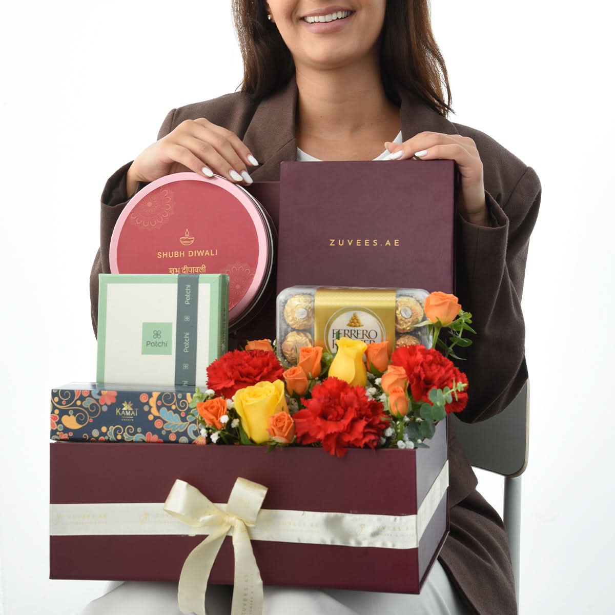 Diwali Festive Bloom &amp; Chocolate Gift Hamper - Diwali Gifts