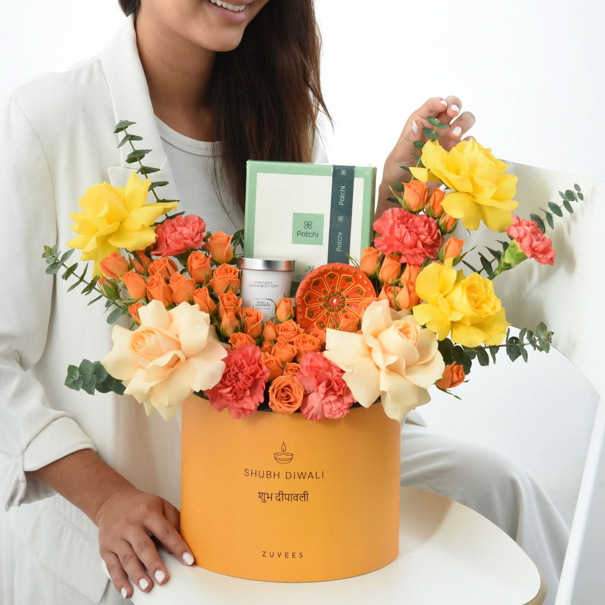 Diwali Golden Bloom &amp; Chocolate Gift Box  - Diwali Gifts