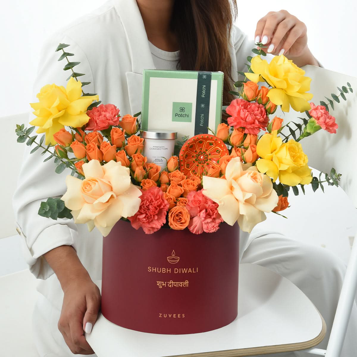 Diwali Golden Bloom & Chocolate Gift Box  - Diwali Gifts