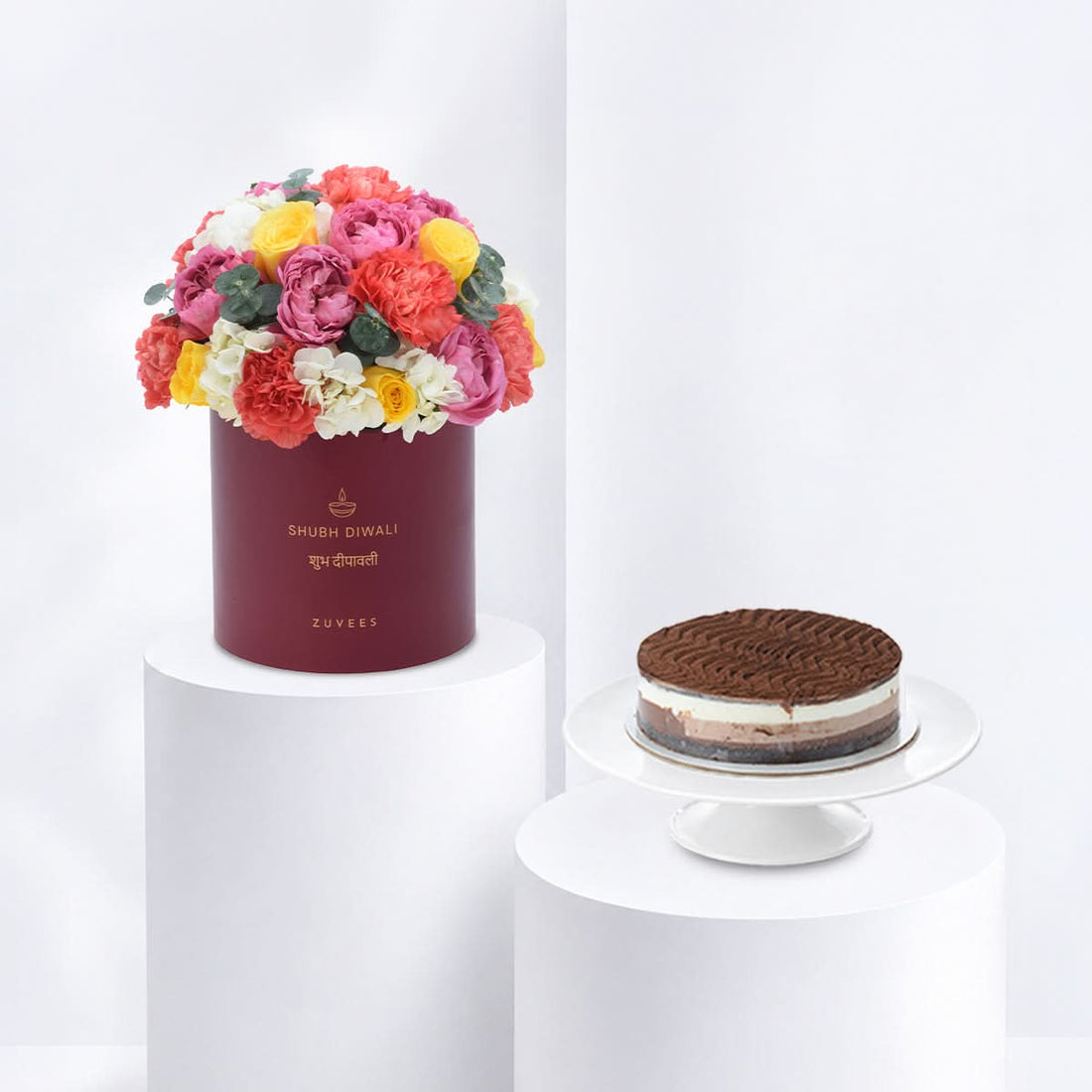 Diwali Mix Floral Bloom Box Cake Combo - Diwali Gifts