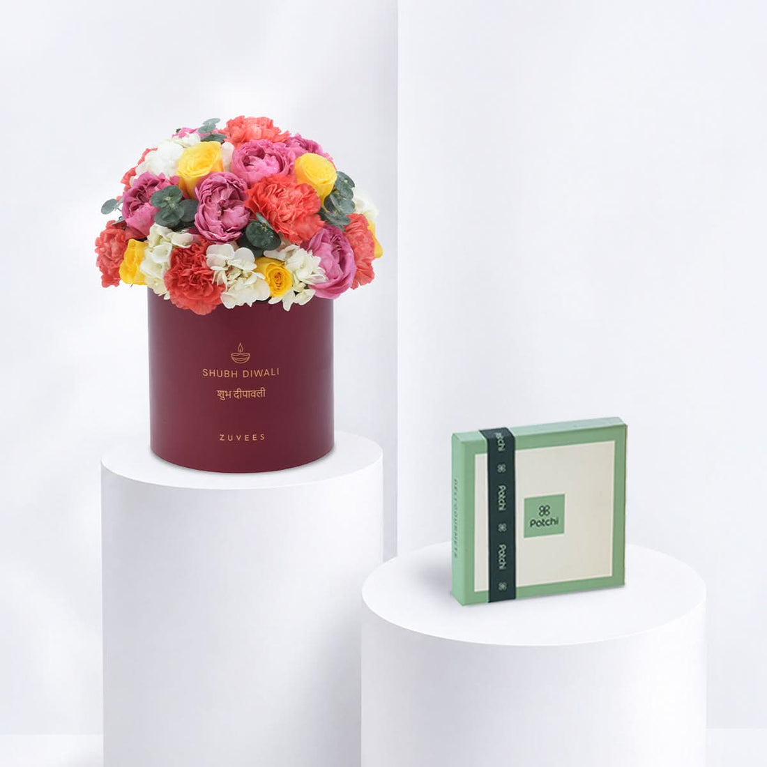 Diwali Mix Floral Bloom Red Box Chocolate Combo - Diwali Gifts