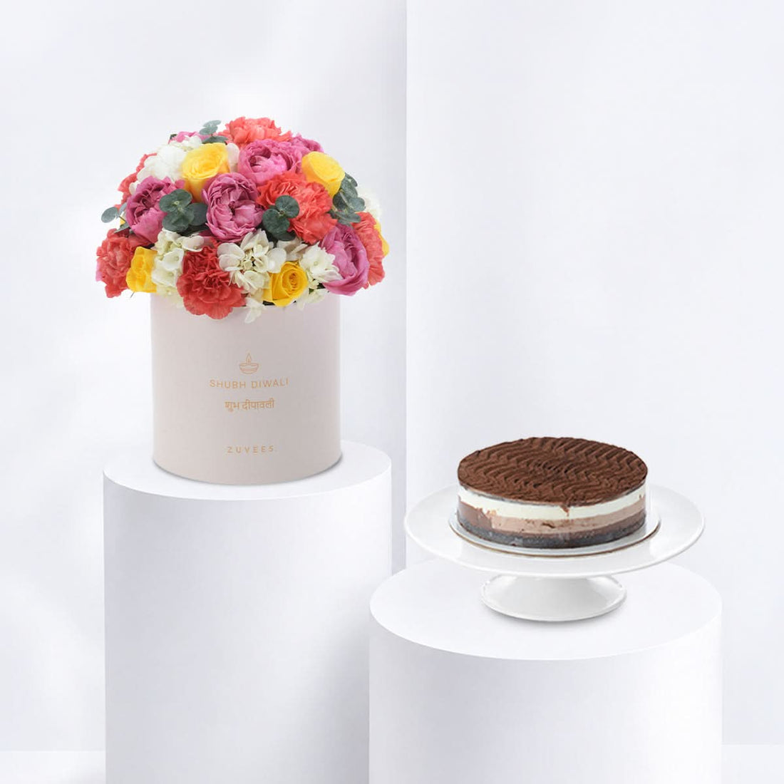 Diwali Mix Floral Bloom Box Cake Combo - Diwali Gifts