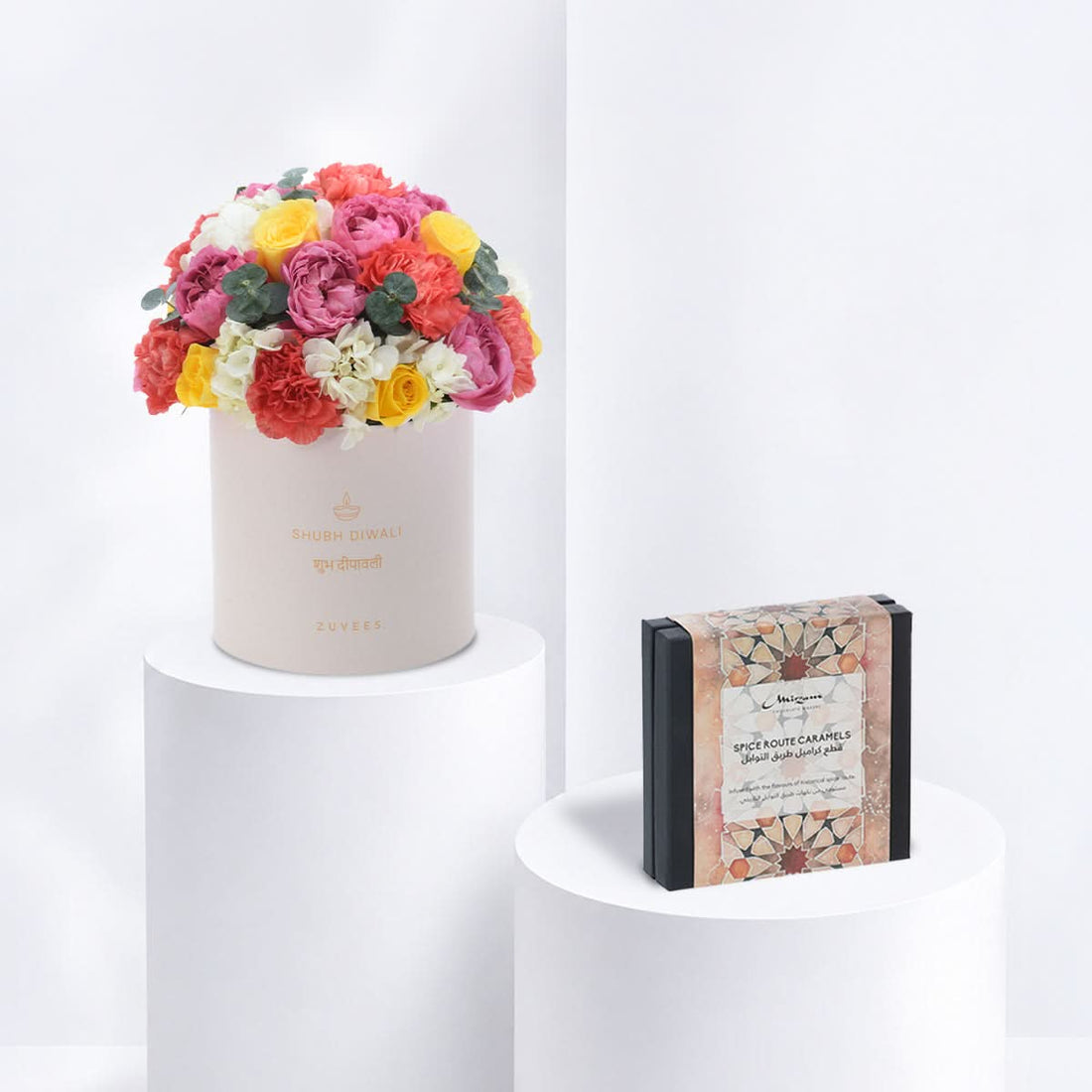 Diwali Mix Floral Bloom White Box Chocolate Combo - Diwali Gifts