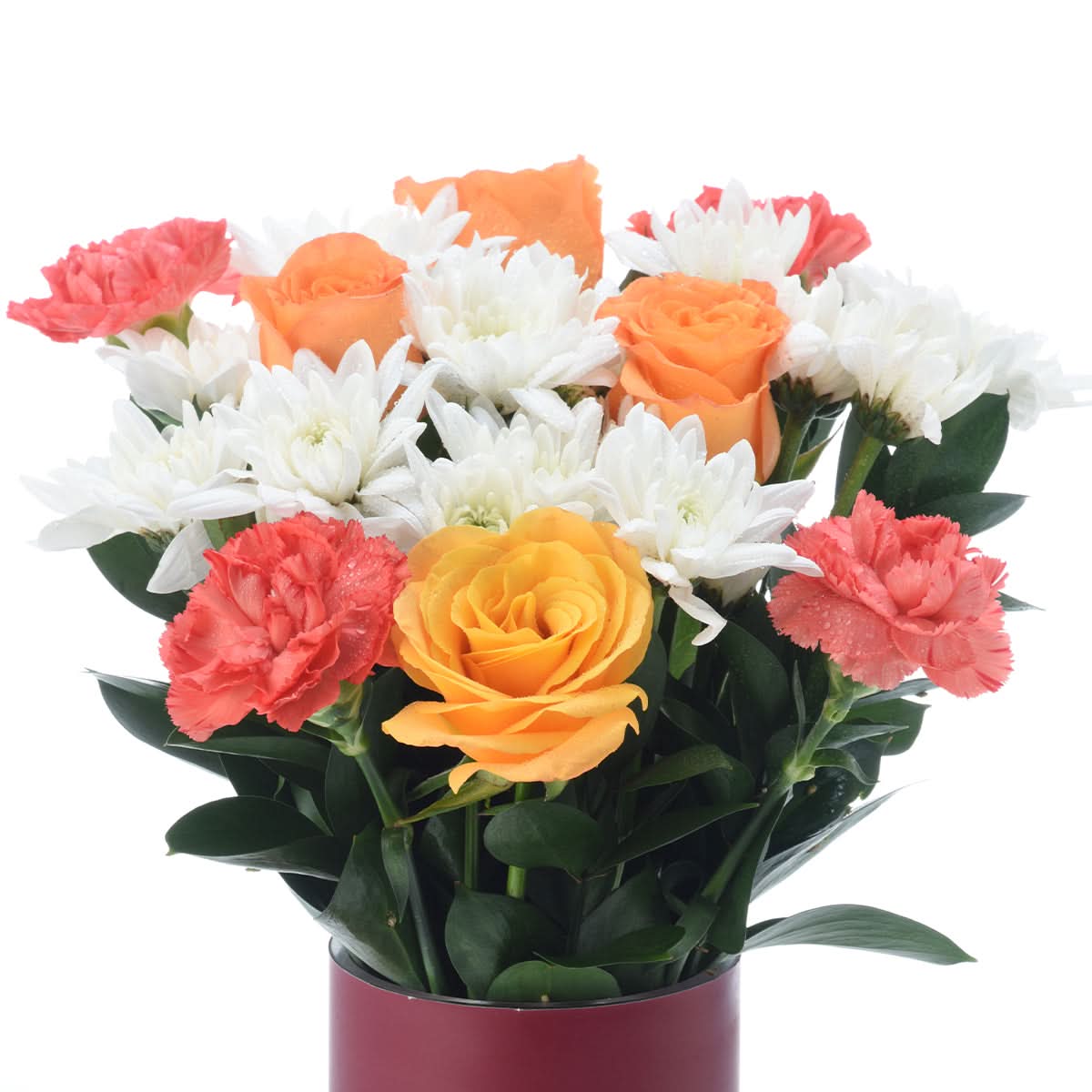 Diwali Orange Rose &amp; Chrysanthemum Flower Vase - Diwali Gifts