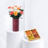 Diwali Orange Rose & Chrysanthemum Vase Diya Set Combo - Diwali Gifts