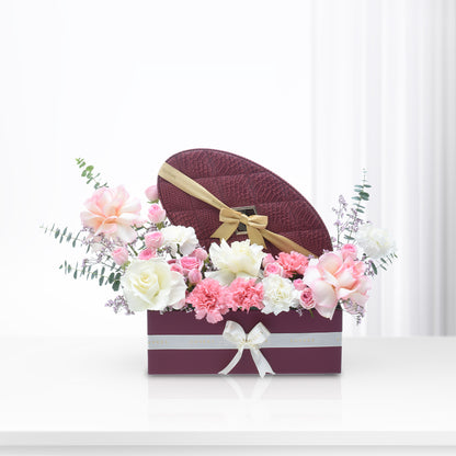 Diwali Pink &amp; White Rose Gift Box - Diwali Gifts