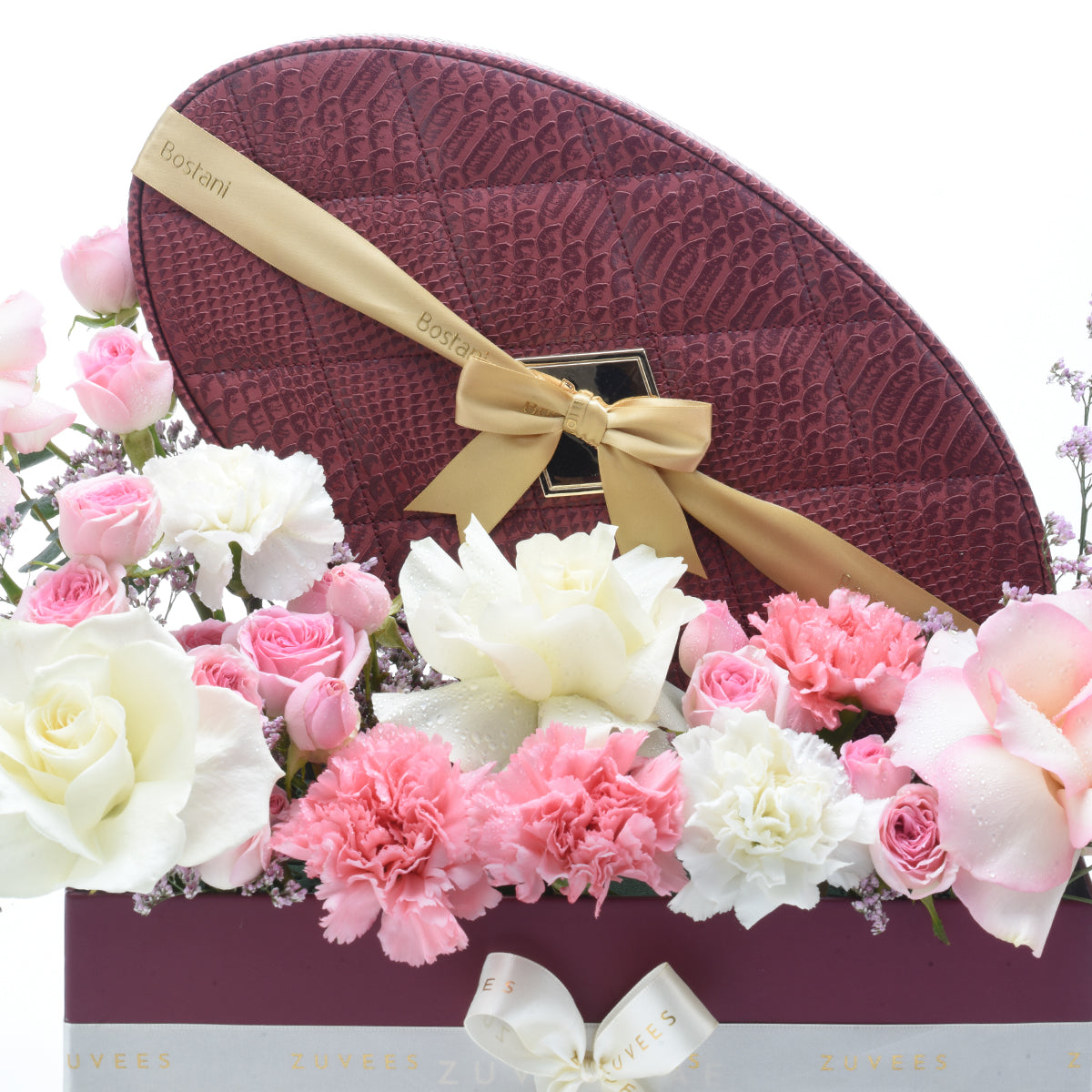 Diwali Pink &amp; White Rose Gift Box - Diwali Gifts